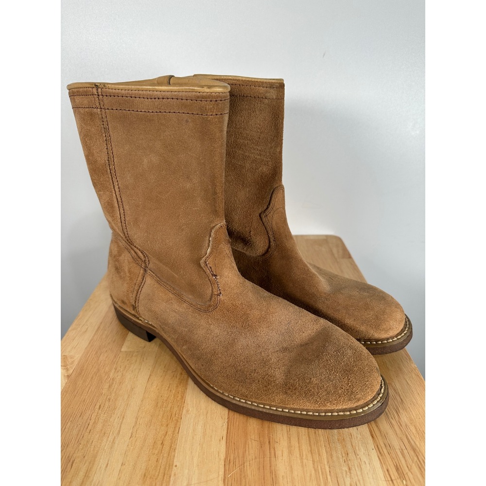 Bearfoot Brown Suede Pull On Work Western Boots Rugged Ranchwear 10.5